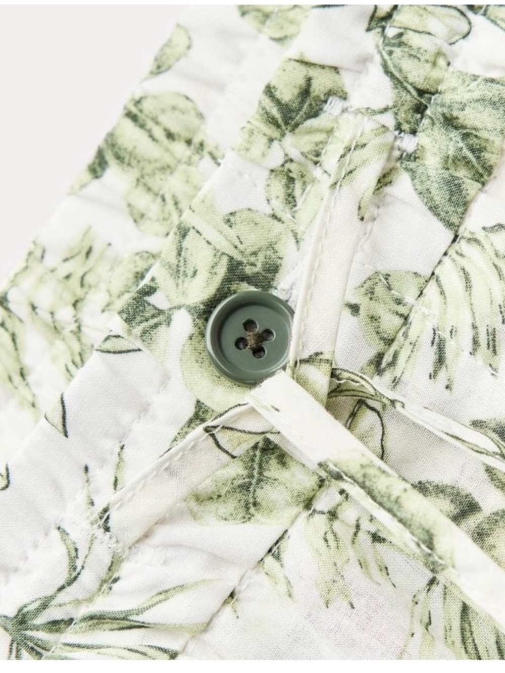 Zara Cream Wide-Leg Pants with Green Botanical Print - Picture 6 of 10